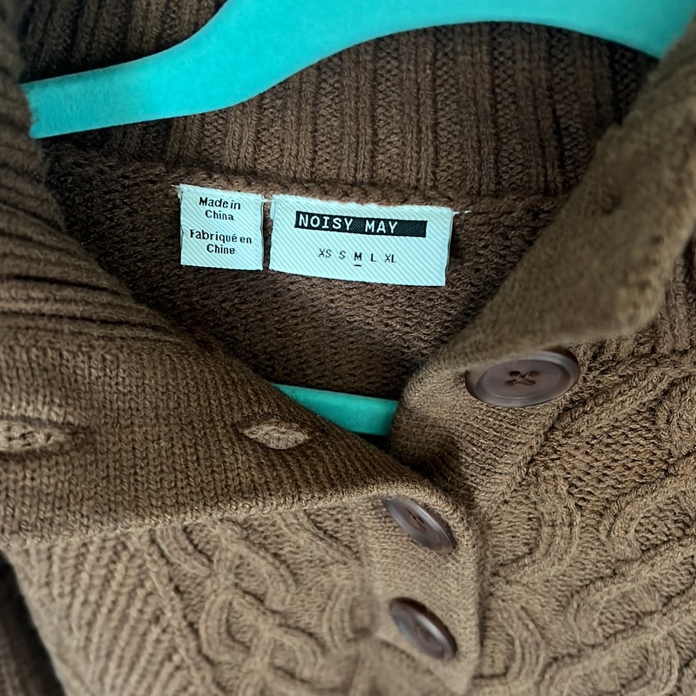 Rust Brown Noisy May Button Down Cableknit Sweate… - image 2